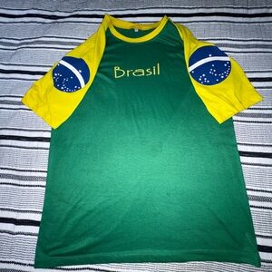 Brazil Soccer T-Shirt Green Yellow Brasil Graphic Tee‎ Futbol Fan Shirt